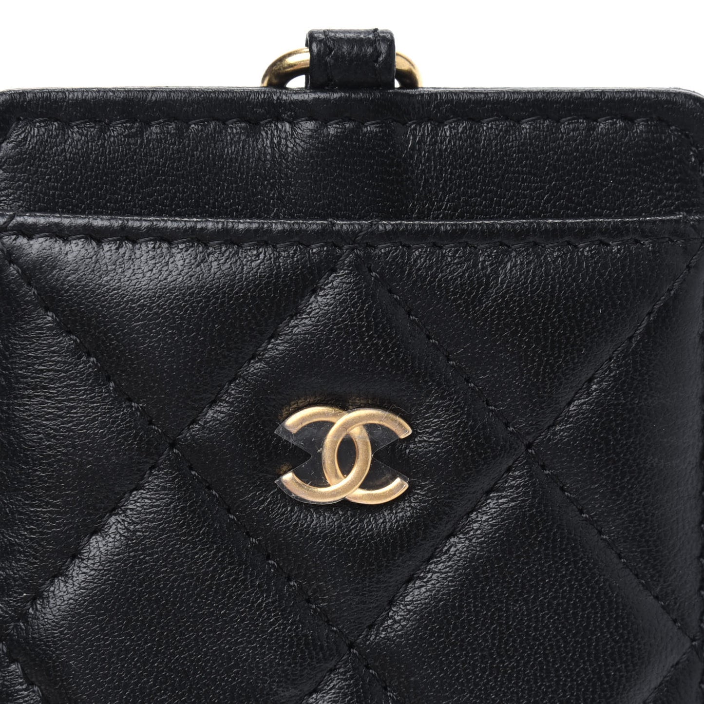 Pearl Lambskin Pearl Crown CC Wristlet Multi Pouches Black