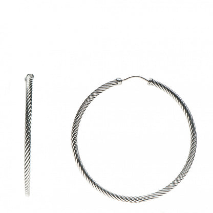 David Yurman Sterling Silver Cable Classics Extra Large Hoop Earrings 1 of 4