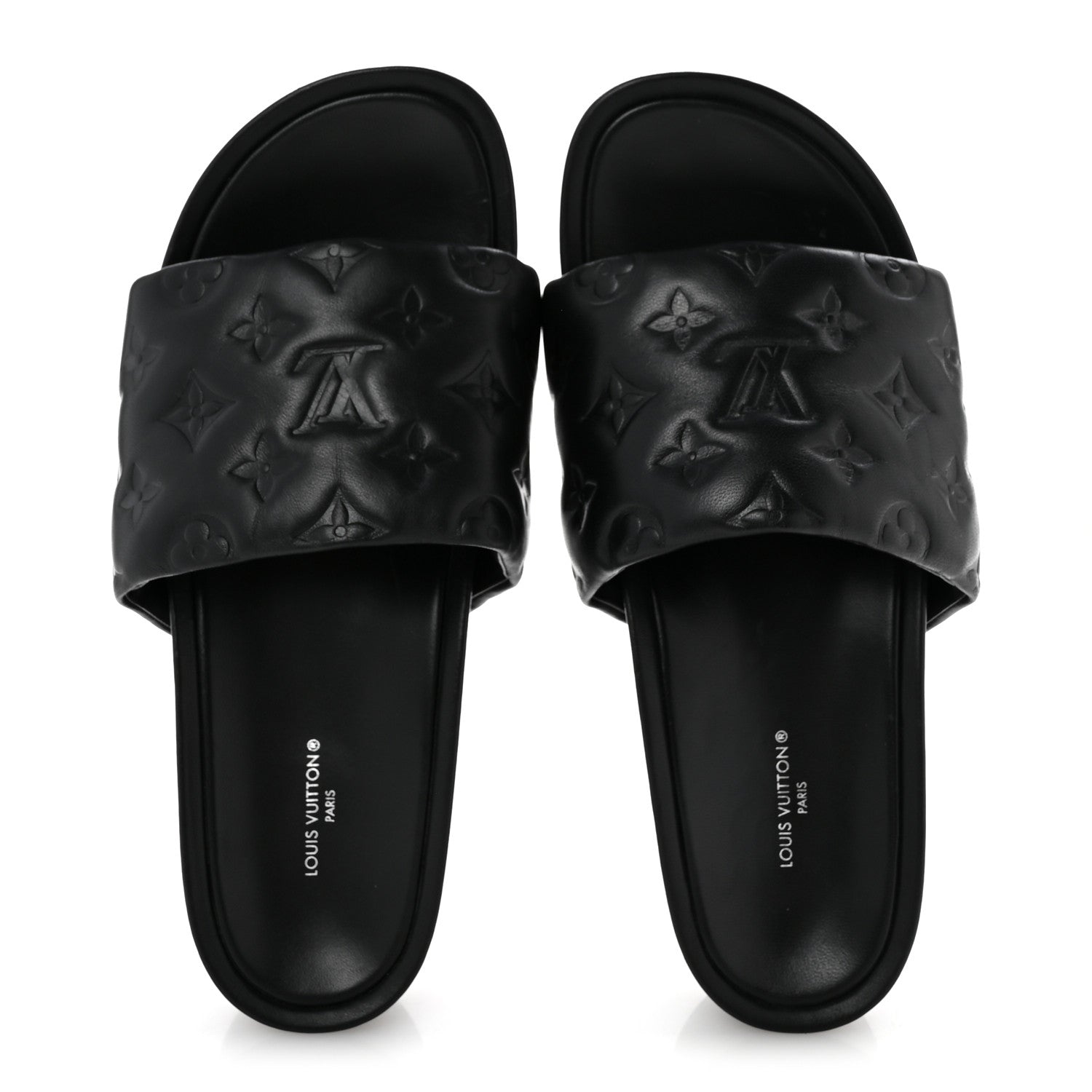 Louis Vuitton Lambskin Embossed Monogram Jumbo Flatform Mule Sandals 39 Black 2 of 11