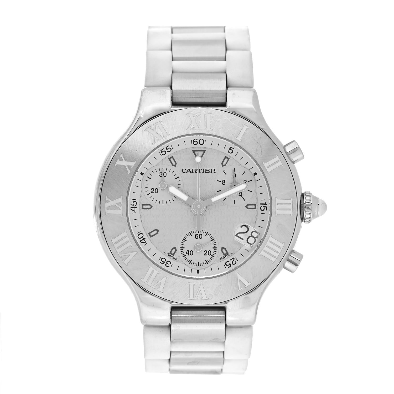 Cartier Stainless Steel Rubber 38mm Must 21 Chronoscaph Quartz Watch 1 of 5