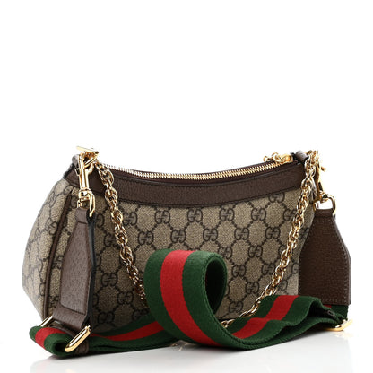 Gucci GG Supreme Monogram Textured Dollar Calfskin Web Small Ophidia GG Handbag Beige Ebony New Acero 3 of 9