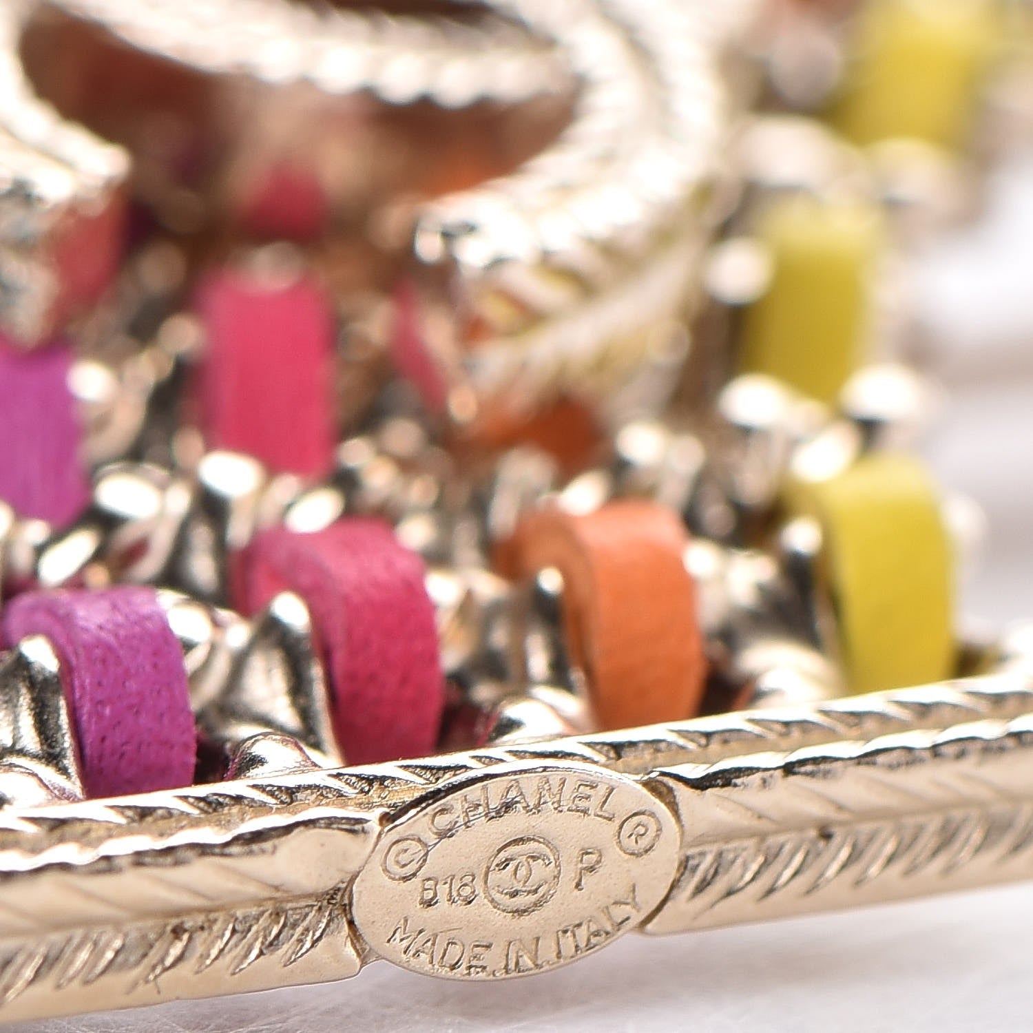 Chanel Lambskin Chain Rainbow CC Brooch Gold Multicolor 4 of 5