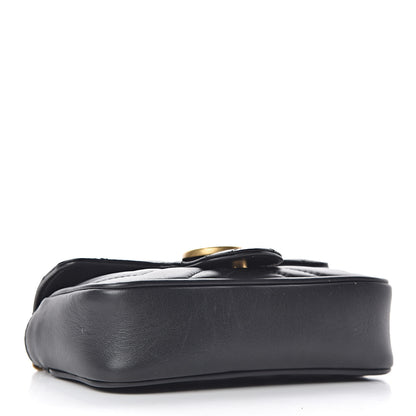 Gucci Calfskin Matelasse Super Mini GG Marmont Shoulder Bag Black 4 of 10