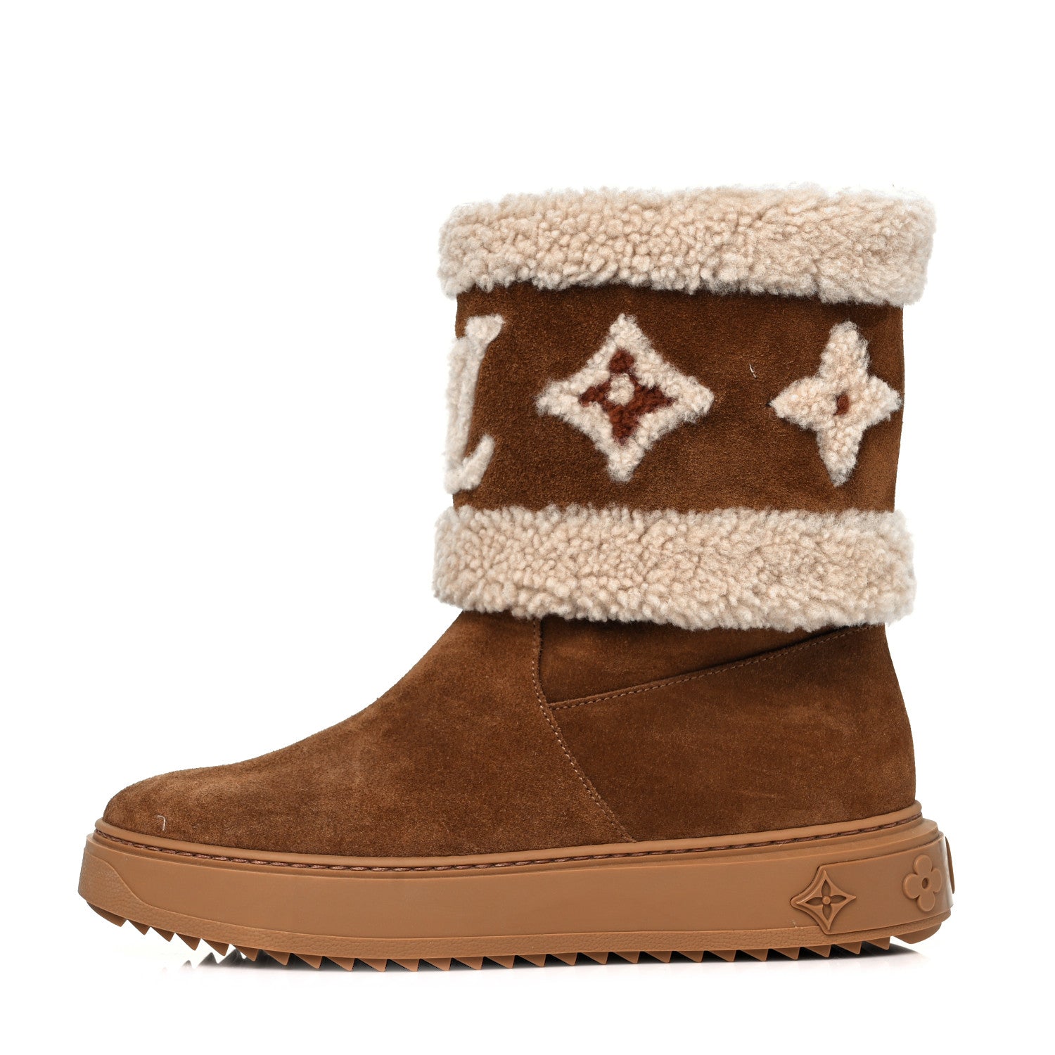Louis Vuitton Suede Calfskin Shearling Snowdrop Flat Ankle Boot 38 Cognac 1 of 7