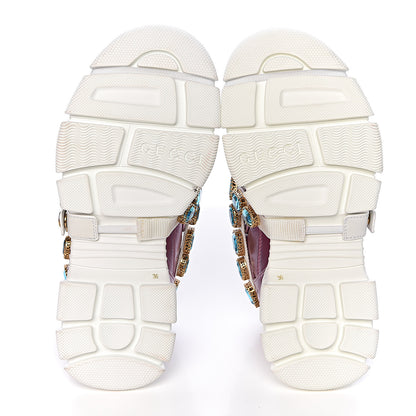 Gucci X SEGA Metallic Calfskin Mesh Removable Crystals Womens Flashtrek Sneakers 36 Rosa Great White Silver 5 of 10