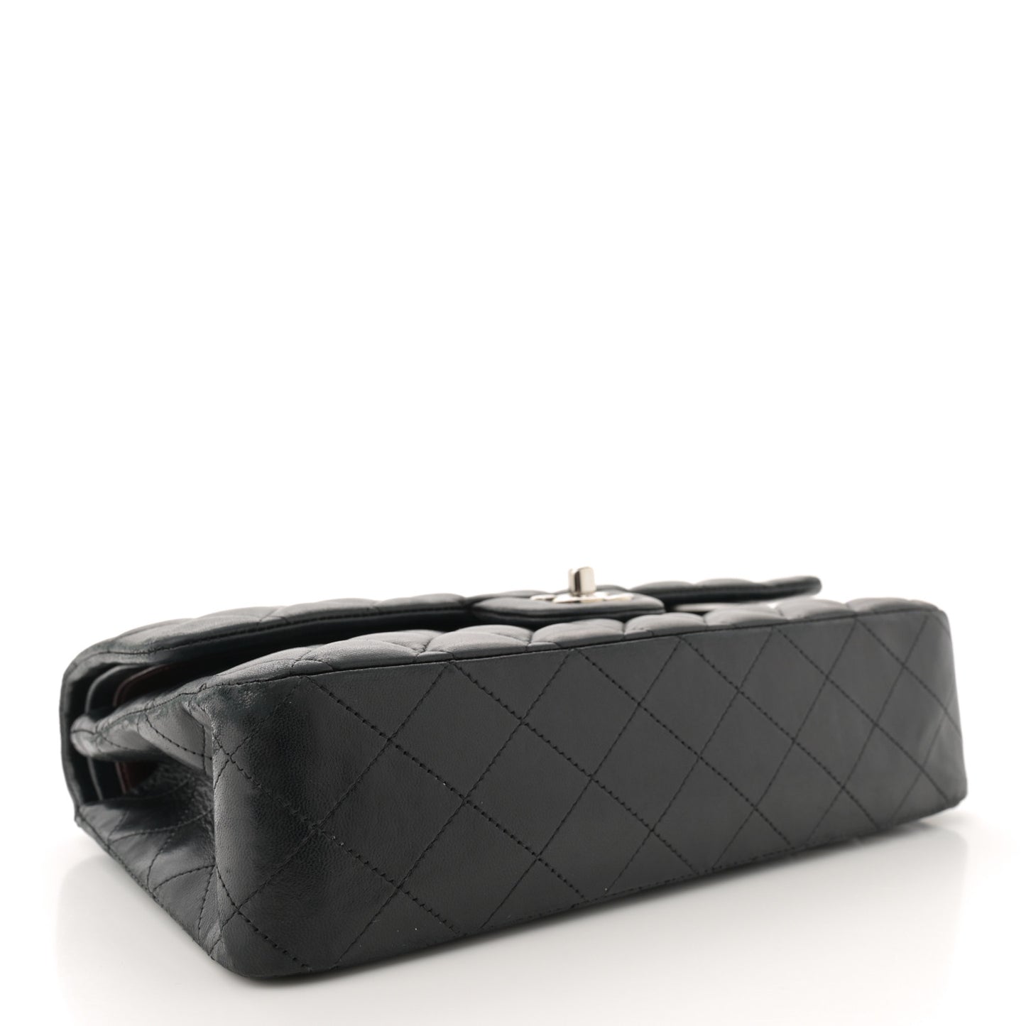 Lambskin Quilted Medium Double Flap Black