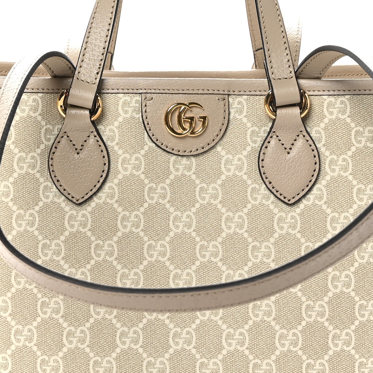 Gucci GG Supreme Monogram Textured Dollar Calfskin Small Ophidia Shoulder Tote Bag Beige Mystic White Oatmeal 8 of 10