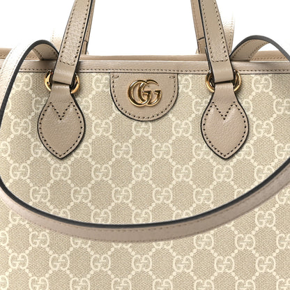 Gucci GG Supreme Monogram Textured Dollar Calfskin Small Ophidia Shoulder Tote Bag Beige Mystic White Oatmeal 8 of 10