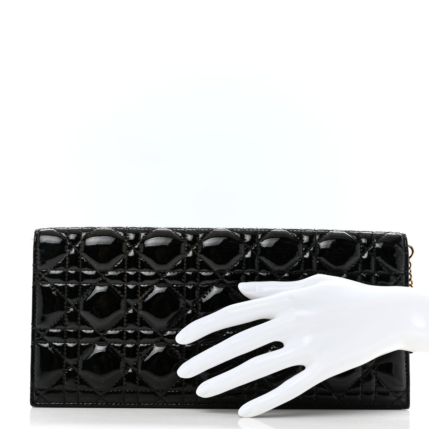 Patent Cannage Lady Dior Convertible Clutch Black