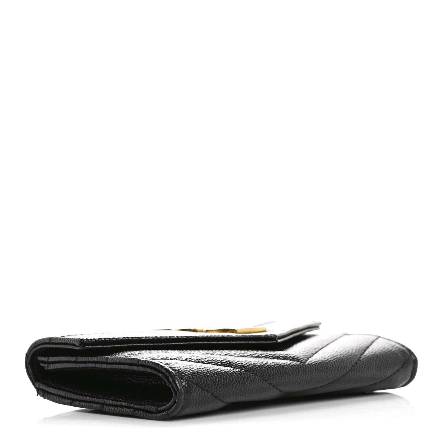 Grain De Poudre Matelasse Chevron Small Monogram Envelope Wallet Black