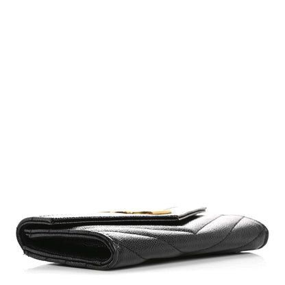 Saint Laurent Grain De Poudre Matelasse Chevron Small Monogram Envelope Wallet Black 4 of 10