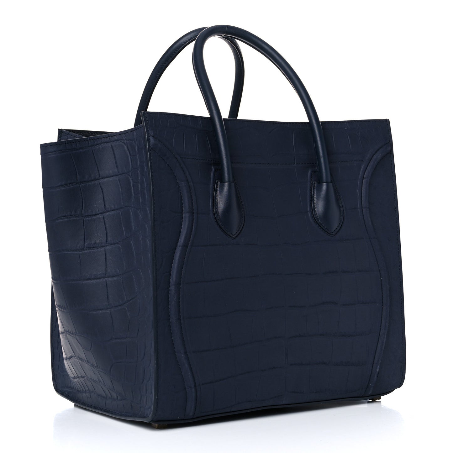 Crocodile Embossed Calfskin Medium Phantom Luggage Navy Blue