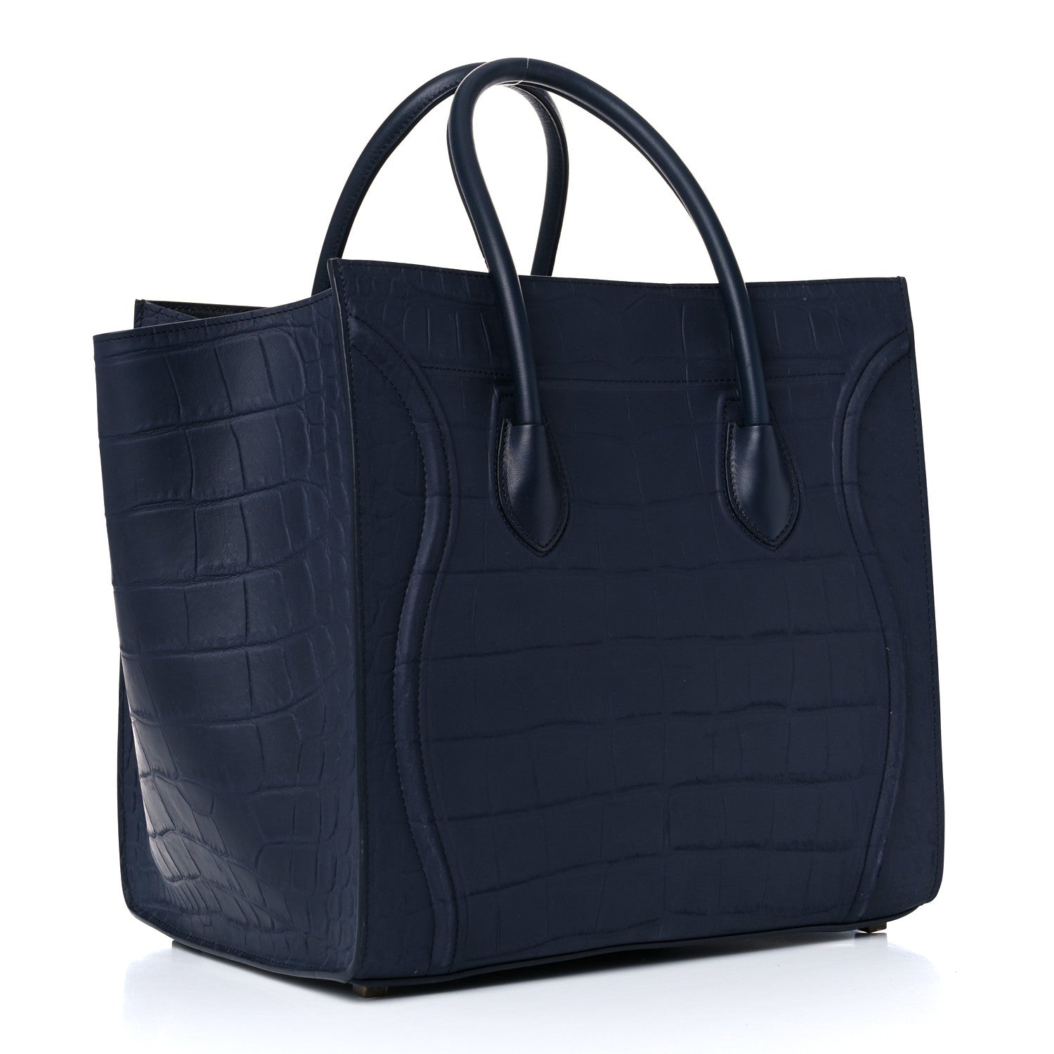 Celine Crocodile Embossed Calfskin Medium Phantom Luggage Navy Blue 3 of 24