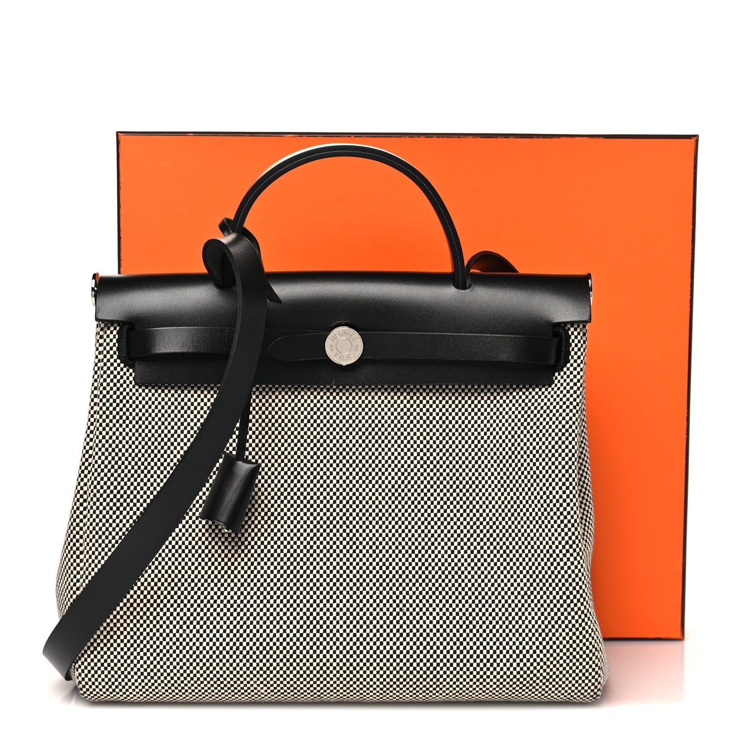 Hermes Vache Hunter Criss Viking Herbag Zip Retourne 31 PM Ecru Black 11 of 11