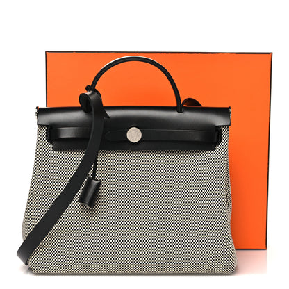 Hermes Vache Hunter Criss Viking Herbag Zip Retourne 31 PM Ecru Black 11 of 11