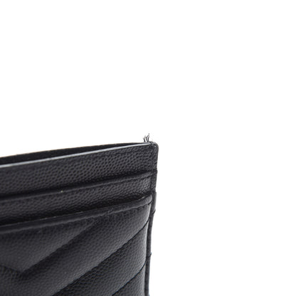 Saint Laurent Grain De Poudre Matelasse Chevron Monogram Credit Card Case Black 8 of 12