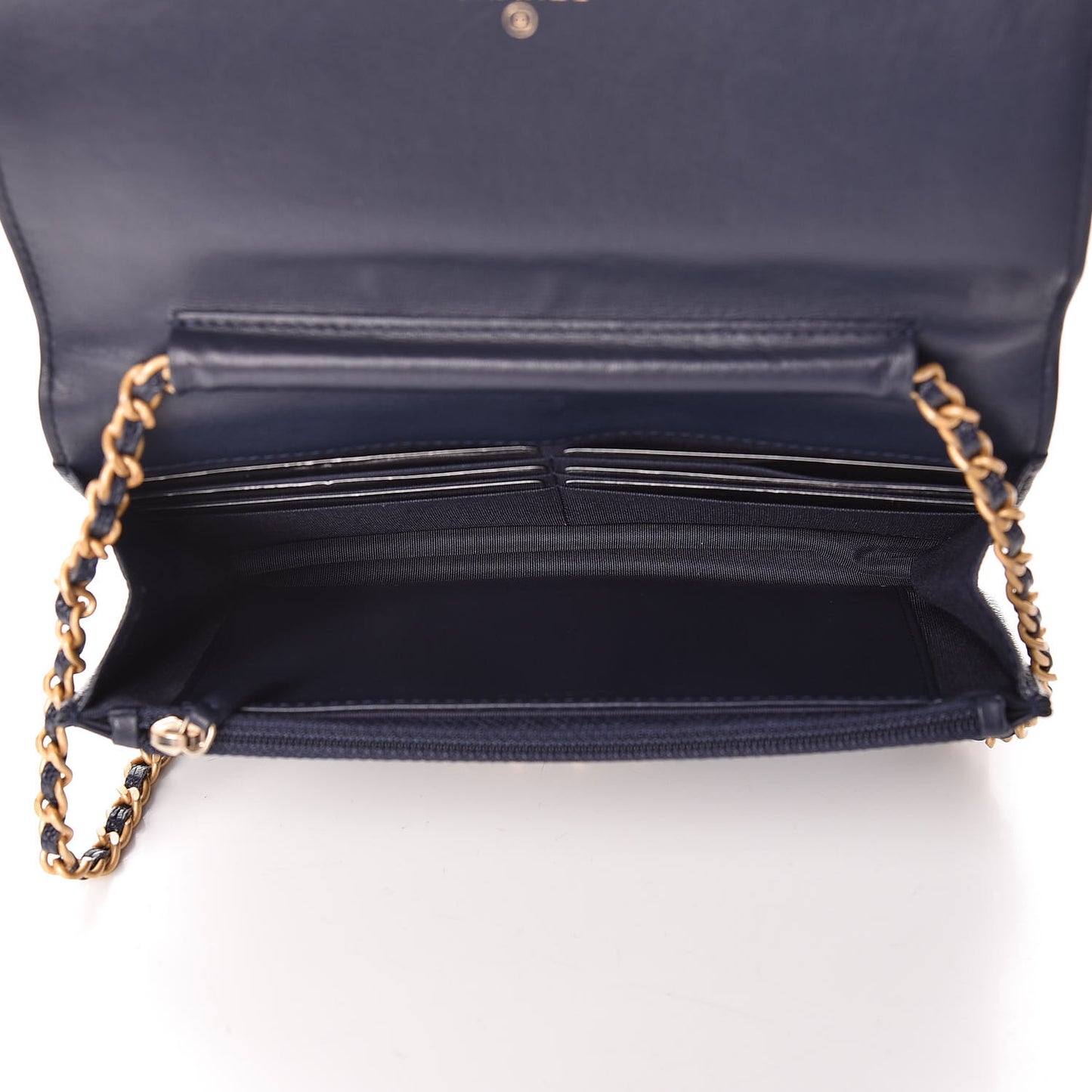 Caviar Quilted Boy Wallet On Chain WOC Navy