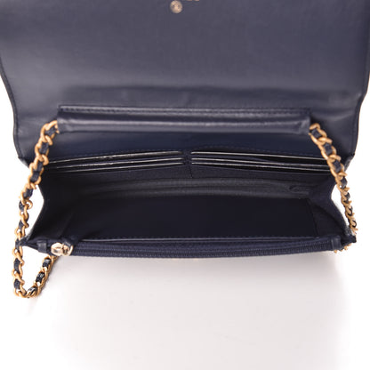 Chanel Caviar Quilted Boy Wallet On Chain WOC Navy 5 of 11