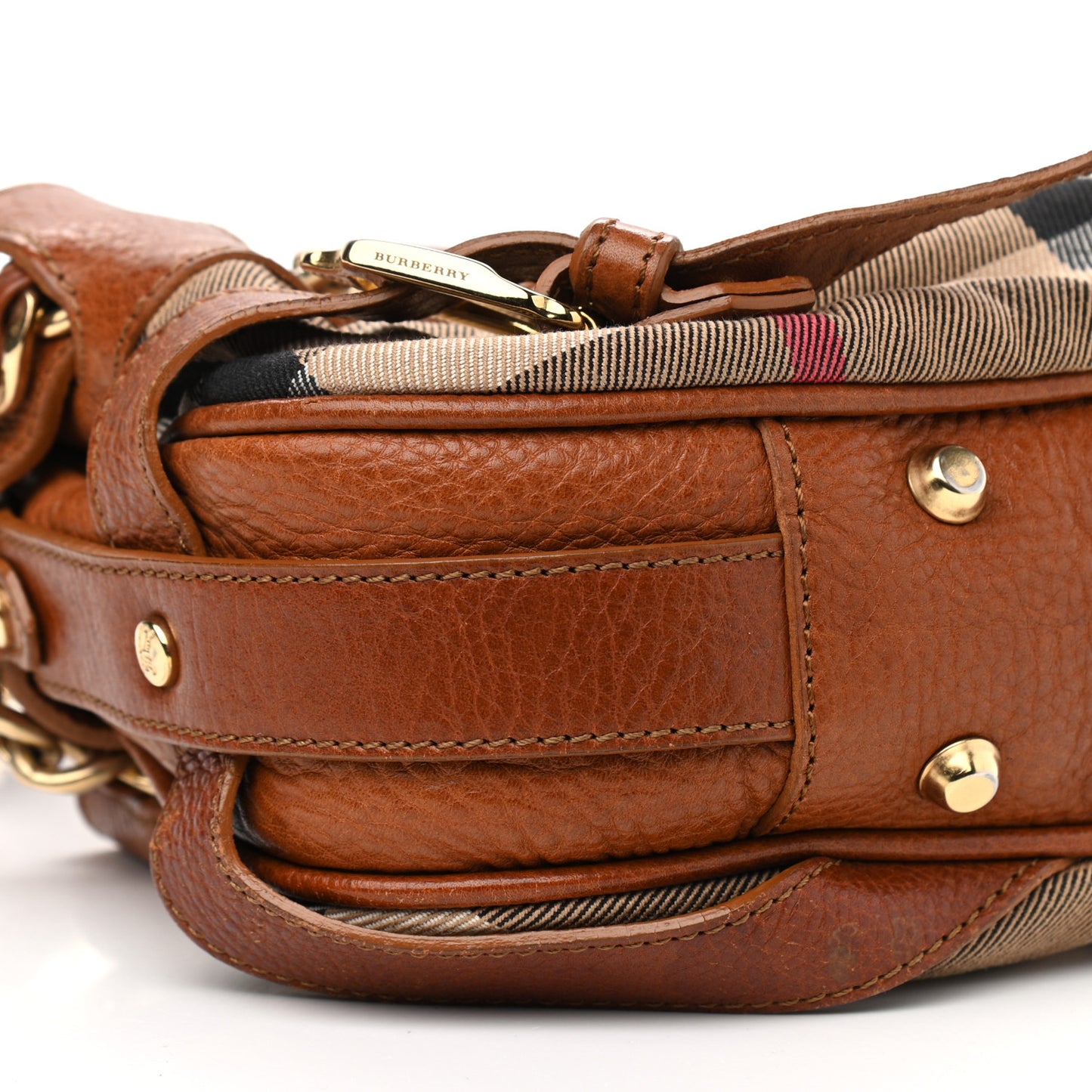 Grainy Calfskin House Check Margaret Bag Tan