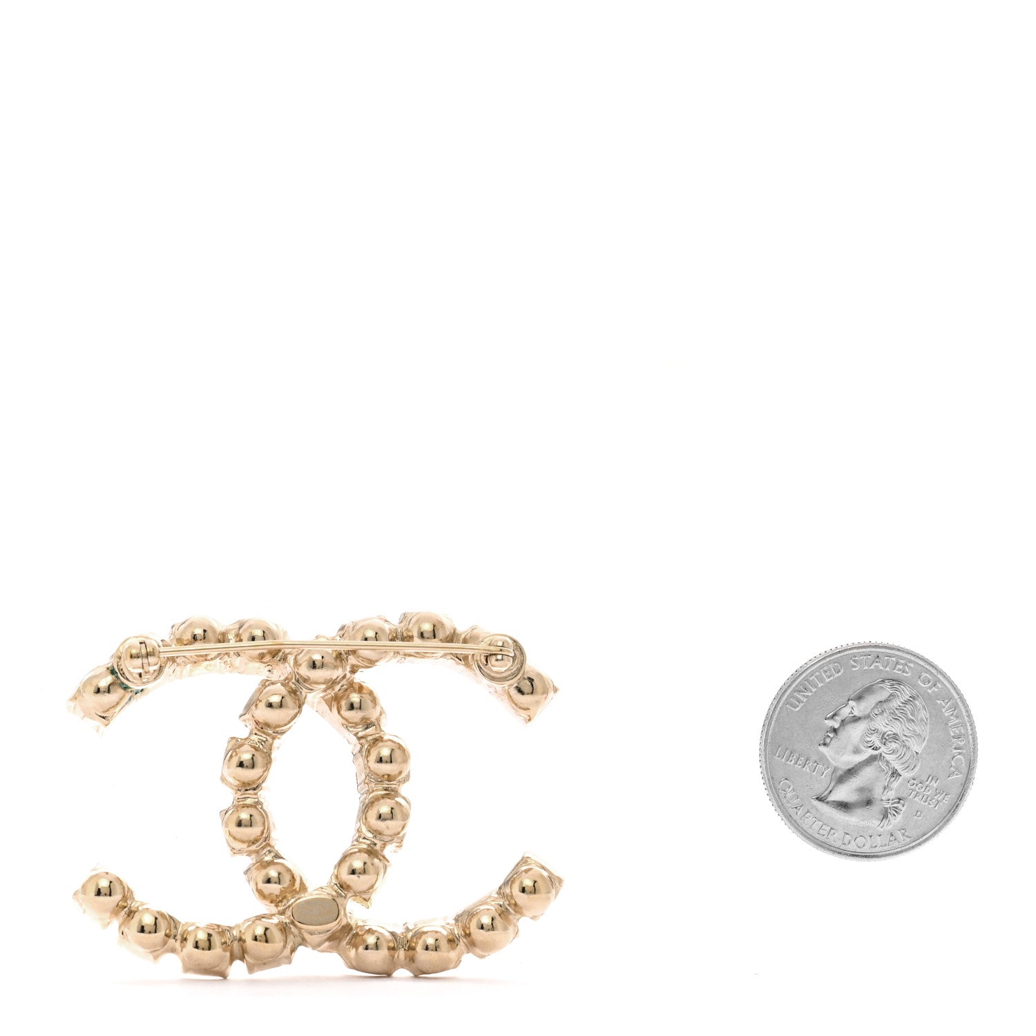 Chanel Crystal CC Brooch Gold 2 of 4