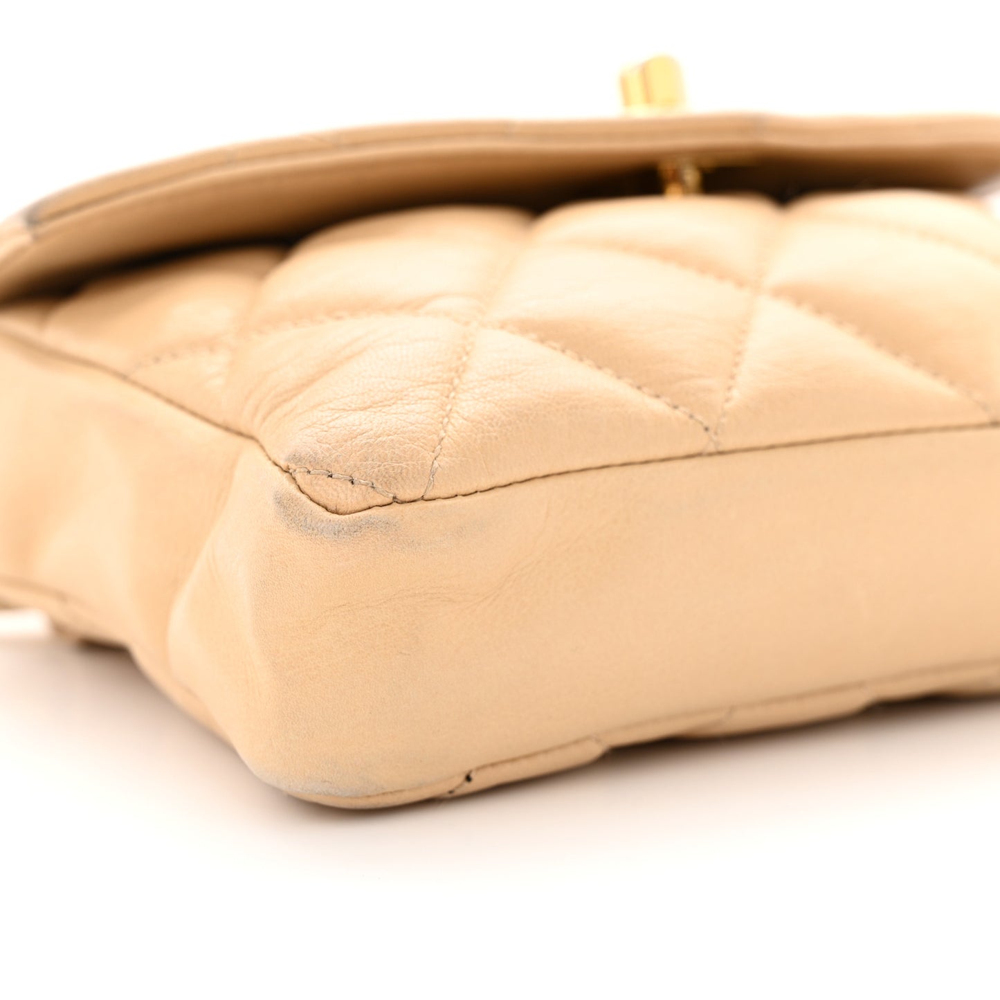 Lambskin Quilted Flap Waist Belt Bag 70 28 Beige