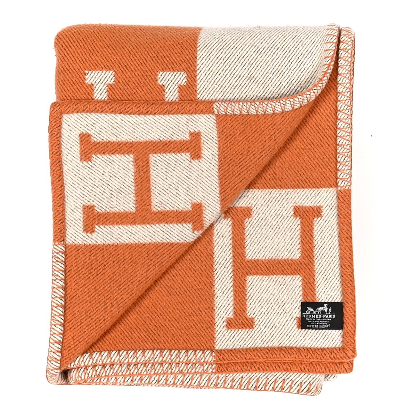 Wool Cashmere Signature Classic Avalon Blanket Ecru Potiron Ecru Potiron