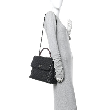 Chanel Caviar Lizard Quilted Large Coco Handle Flap Black 2 of 13