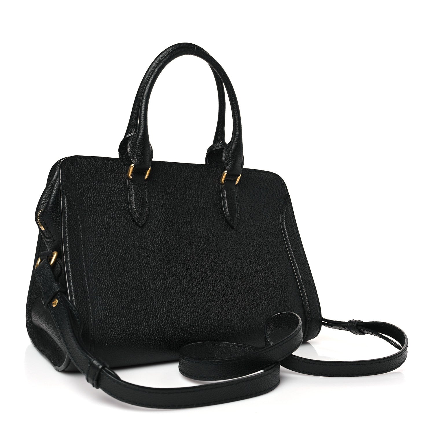Alexander McQueen Pebbled Calfskin Padlock Pocket Tote Black 3 of 10