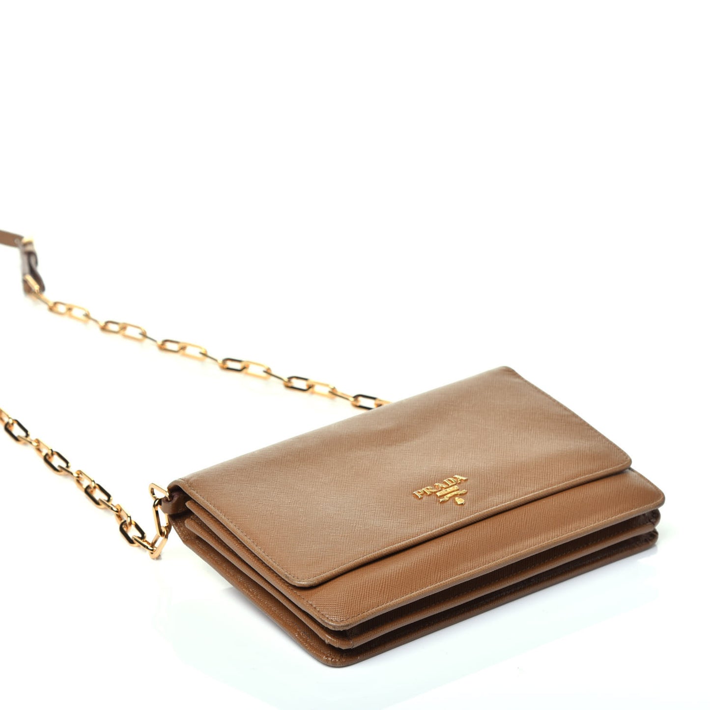 Saffiano Metal Large Chain Wallet Caramel