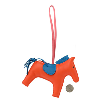 Hermes Milo Lambskin Grigri Rodeo Horse Bag Charm GM Orange Poppy Bleu Zanzibar Rose Azalee 2 of 5