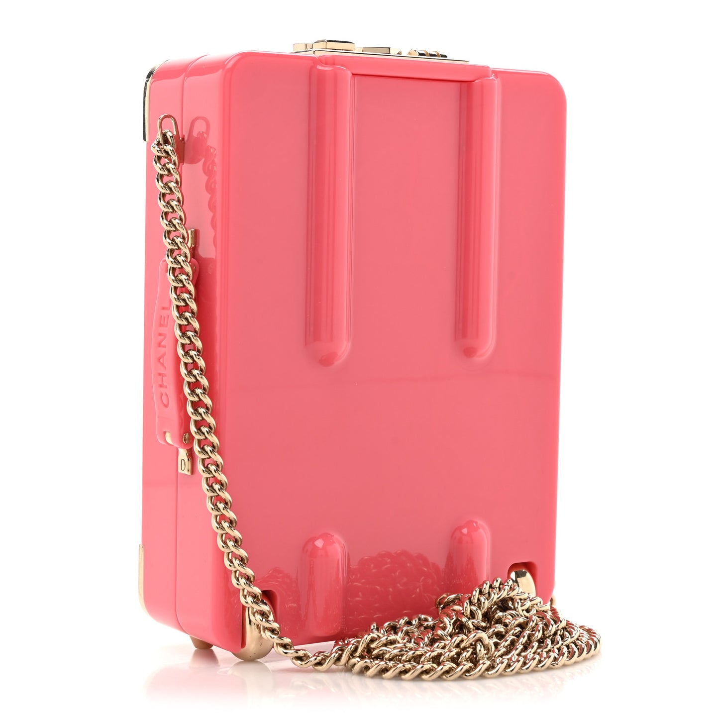 Plexiglass Lambskin Evening In The Air Mini Trolley Minaudiere Clutch Pink