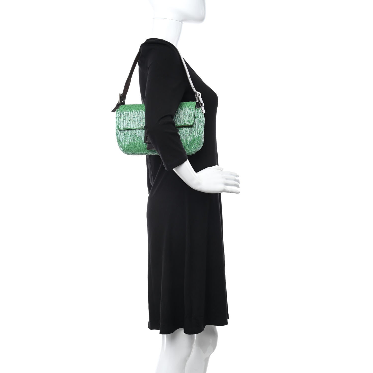 Fendi Beaded Baguette Green 2 of 20