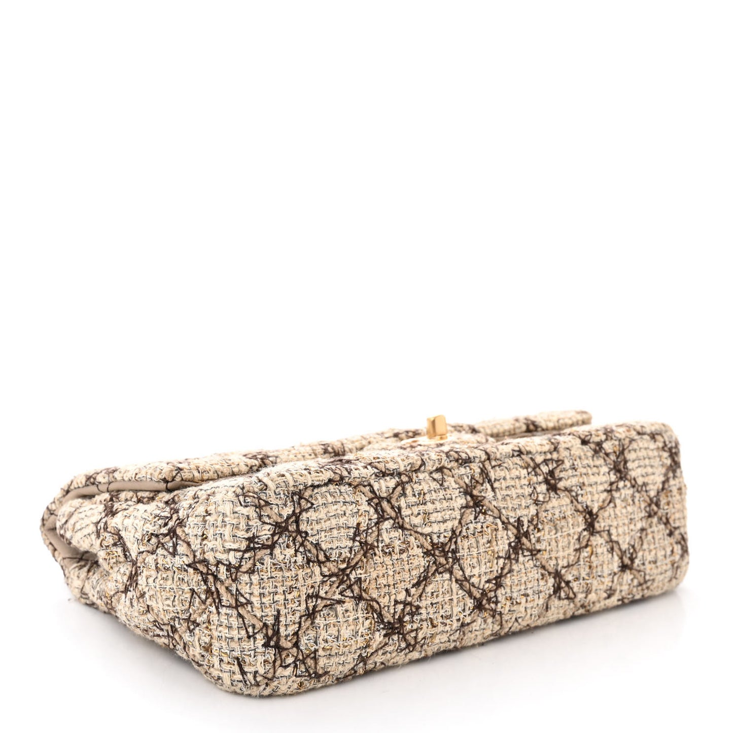 Metallic Tweed Quilted Medium Single Flap Beige Multicolor