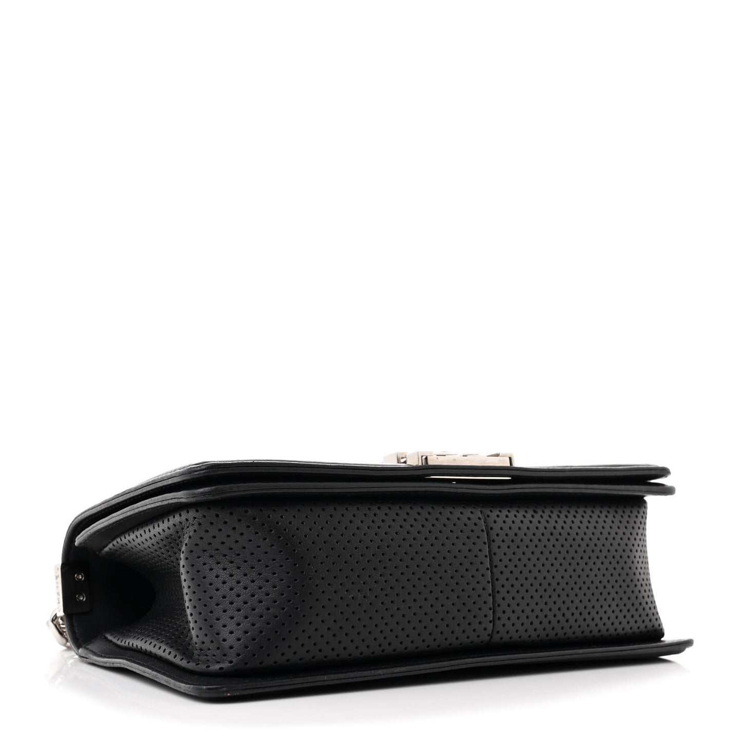 Lambskin Perforated Medium Boy Flap Black