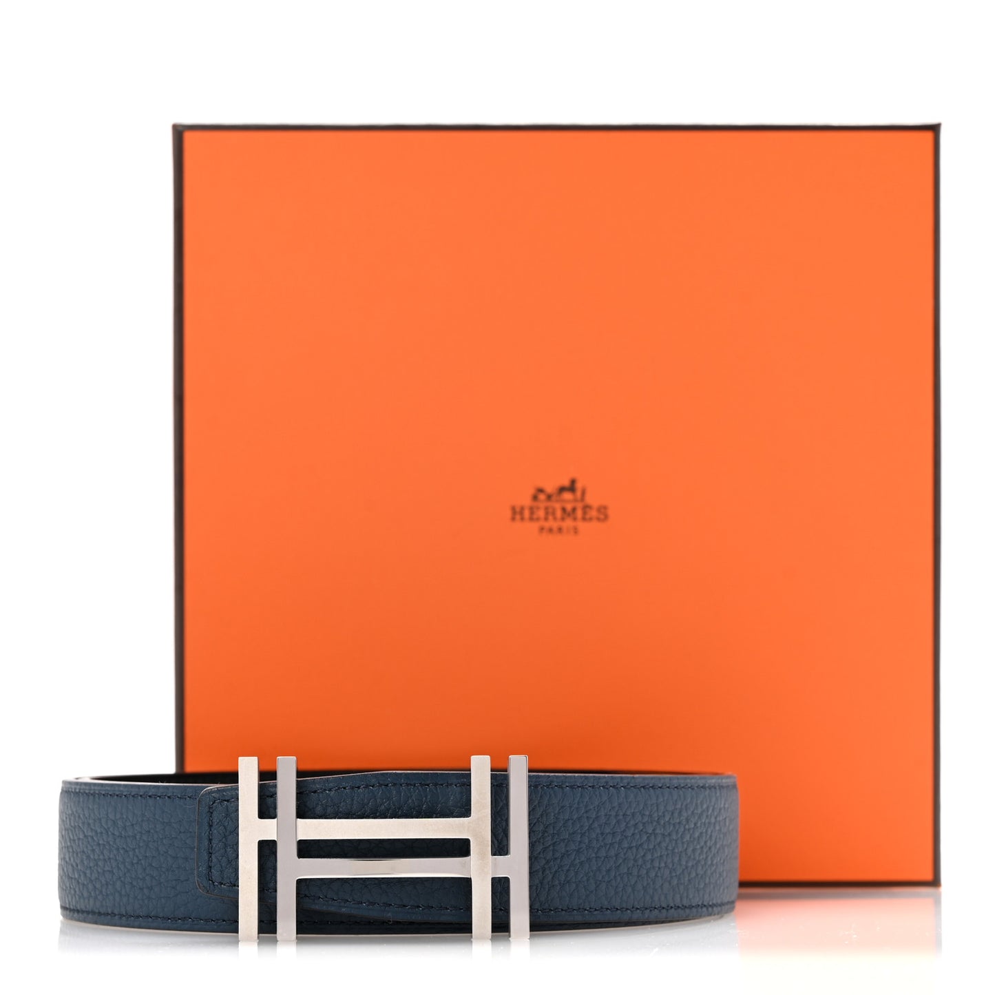 Box Togo 32mm Au Carre H Belt 100 40 Black Bleu De Prusse