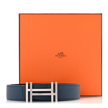 Hermes Box Togo 32mm Au Carre H Belt 100 40 Black Bleu De Prusse 8 of 8