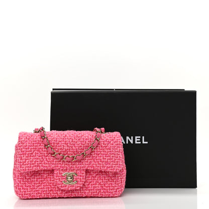 Chanel Wool Tweed Quilted Mini Rectangular Flap Dark Pink Fuchsia 8 of 8