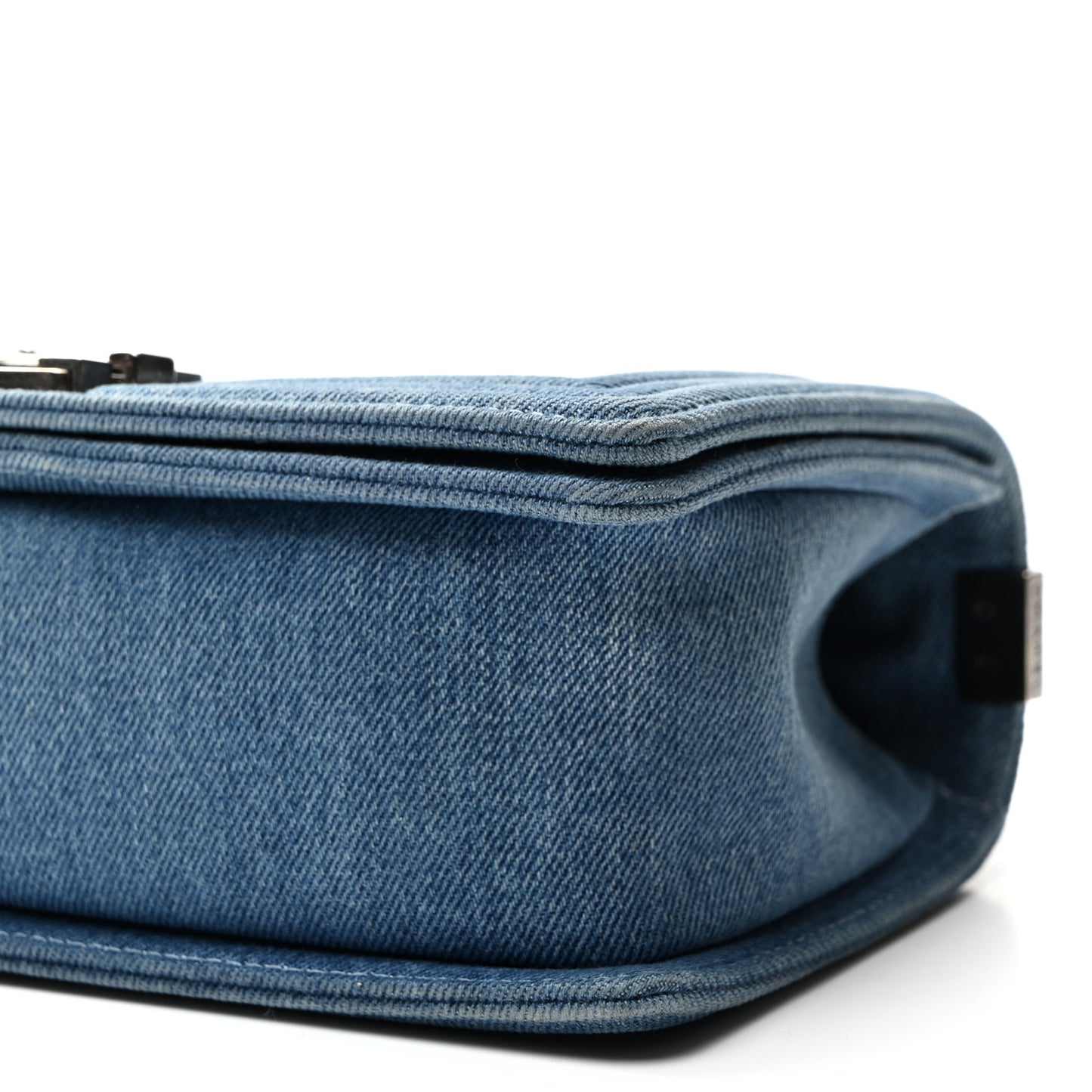 Denim Quilted Medium Boy Flap Blue