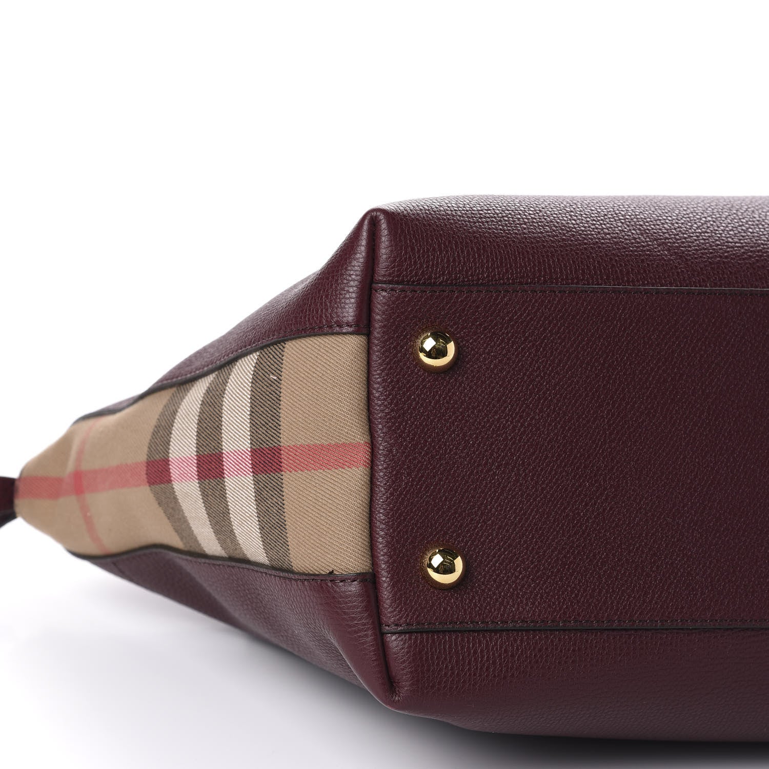 Burberry Derby Calfskin House Check Medium Welburn Tote Mahogany Red 6 of 10