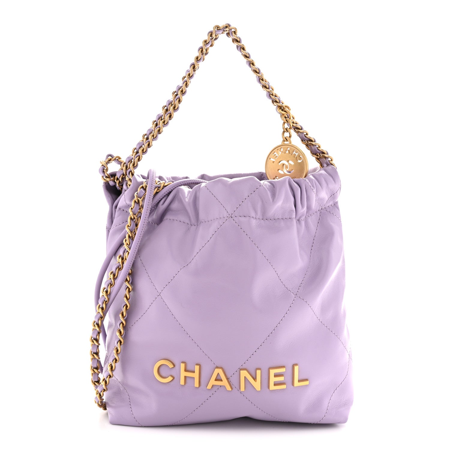 Chanel Shiny Calfskin Quilted Mini Chanel 22 Light Purple 1 of 10