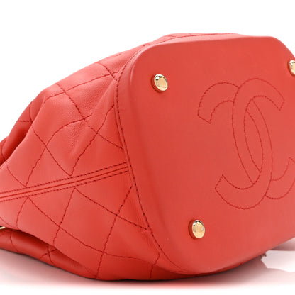 Chanel Calfskin Stitched Chain Bucket Bag Coral 9 of 10