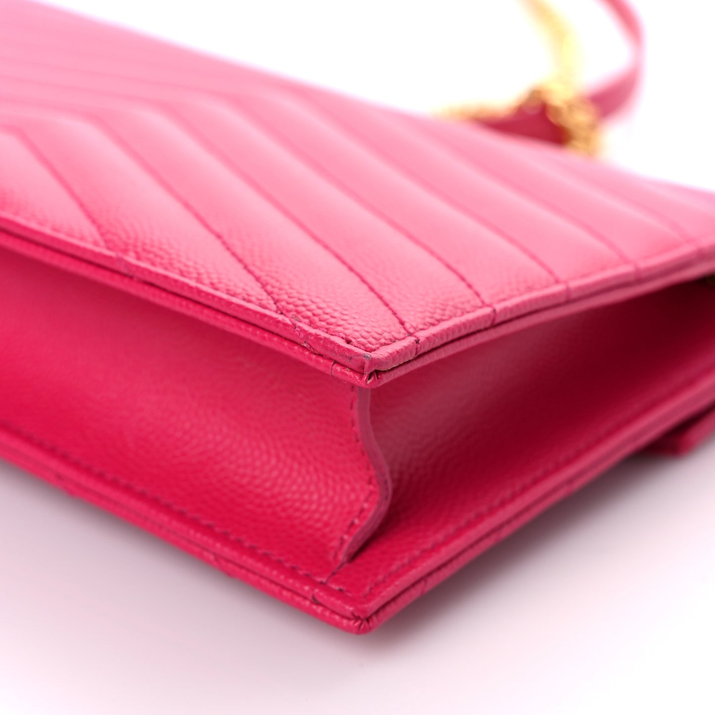 Grain De Poudre Matelasse Chevron Monogram Envelope Chain Wallet Fresh Fuchsia