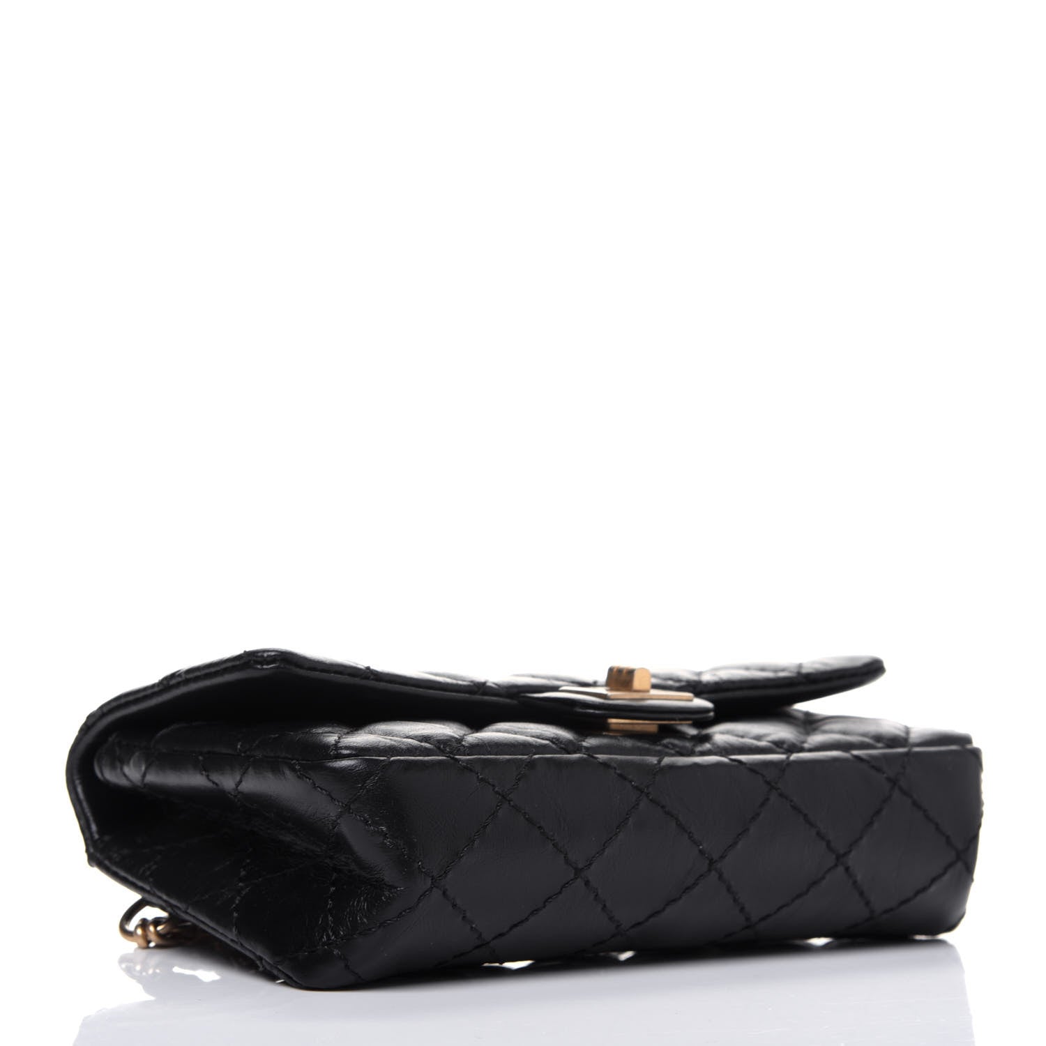 Chanel Aged Calfskin Quilted 2.55 Reissue Flap Belt Bag Clutch Black 4 of 14