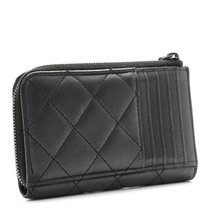 Chanel Pearly Lambskin Quilted Zip Card Holder So Black 3 of 8