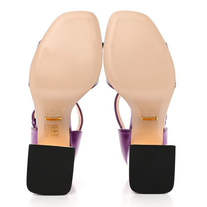 Gucci Metallic Nappa Horsebit Cross Strap 95mm Sandals 37 Violet 5 of 9
