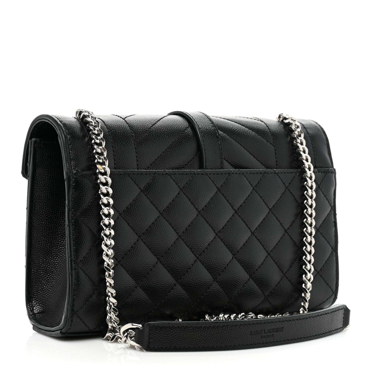 Grain De Poudre Textured Mixed Matelasse Triquilt Small Monogram Satchel Black