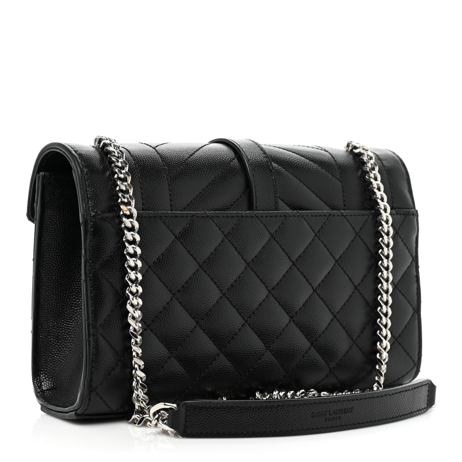 Saint Laurent Grain De Poudre Textured Mixed Matelasse Triquilt Small Monogram Satchel Black 3 of 13