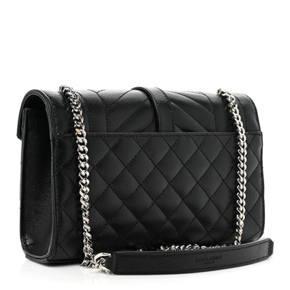 Saint Laurent Grain De Poudre Textured Mixed Matelasse Triquilt Small Monogram Satchel Black 3 of 13