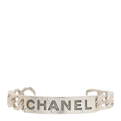 Chanel Metal Crystal Chain Cuff Silver 1 of 5