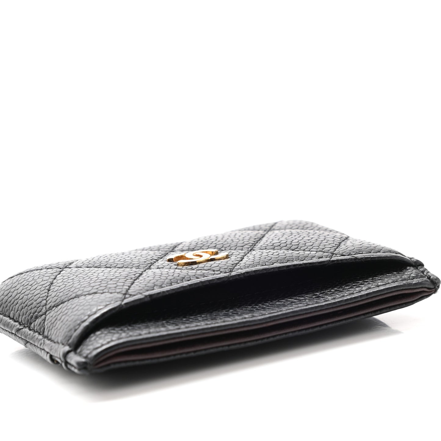 Caviar Quilted Card Holder Black